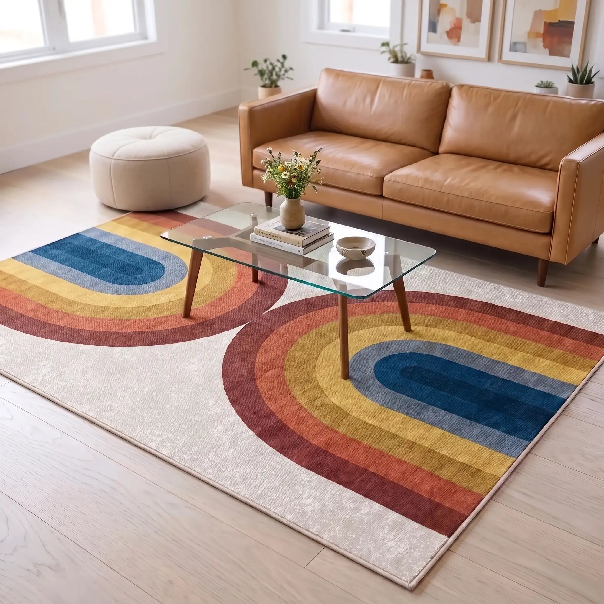 Absida Rainbow Arch Rug in a living room
