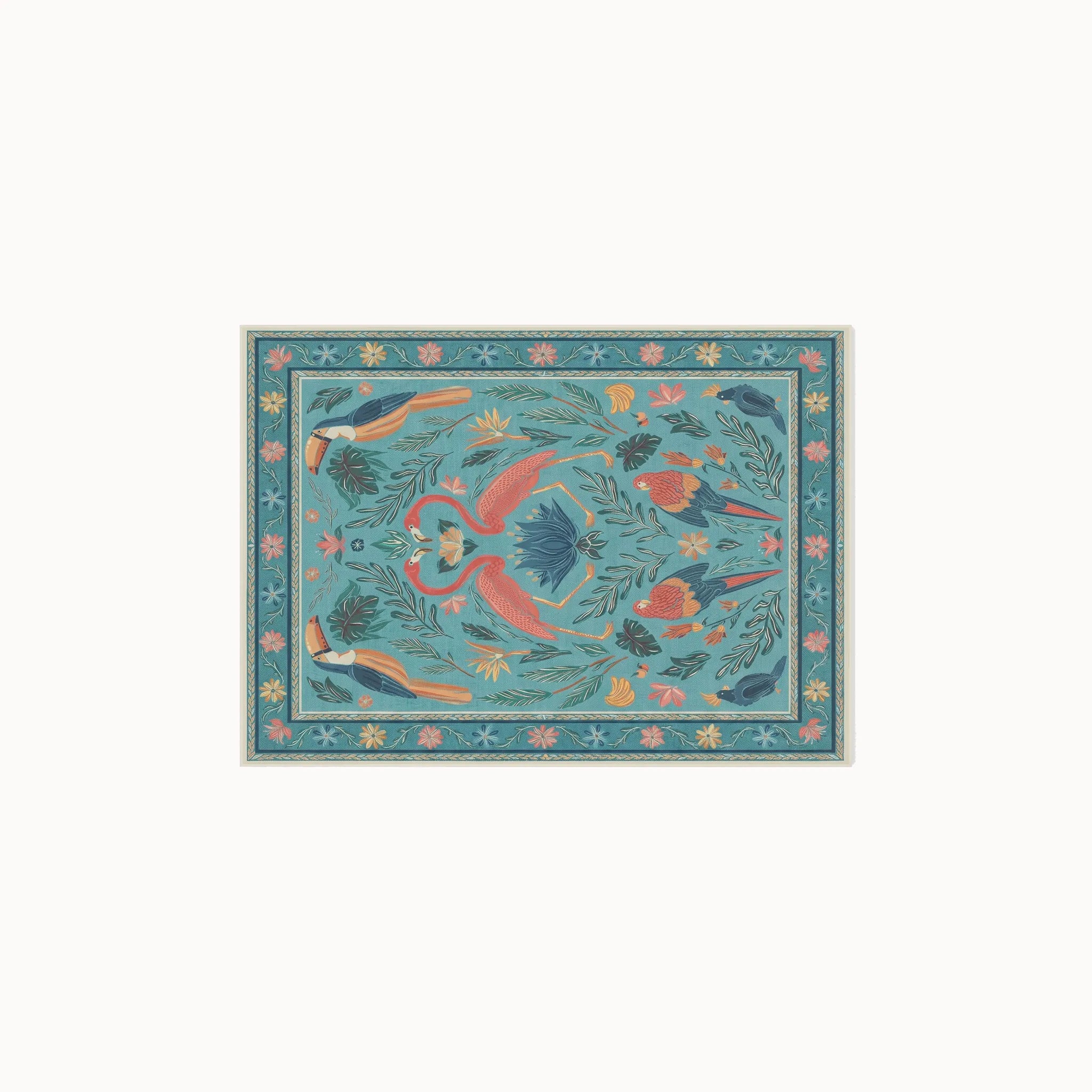 Birds Of A Feather Aqua Rug 3x5
