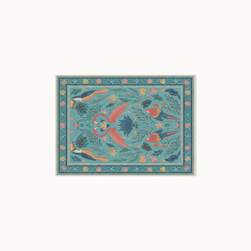 Birds Of A Feather Aqua Rug 3x5