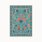 Birds Of A Feather Aqua Rug 5x7