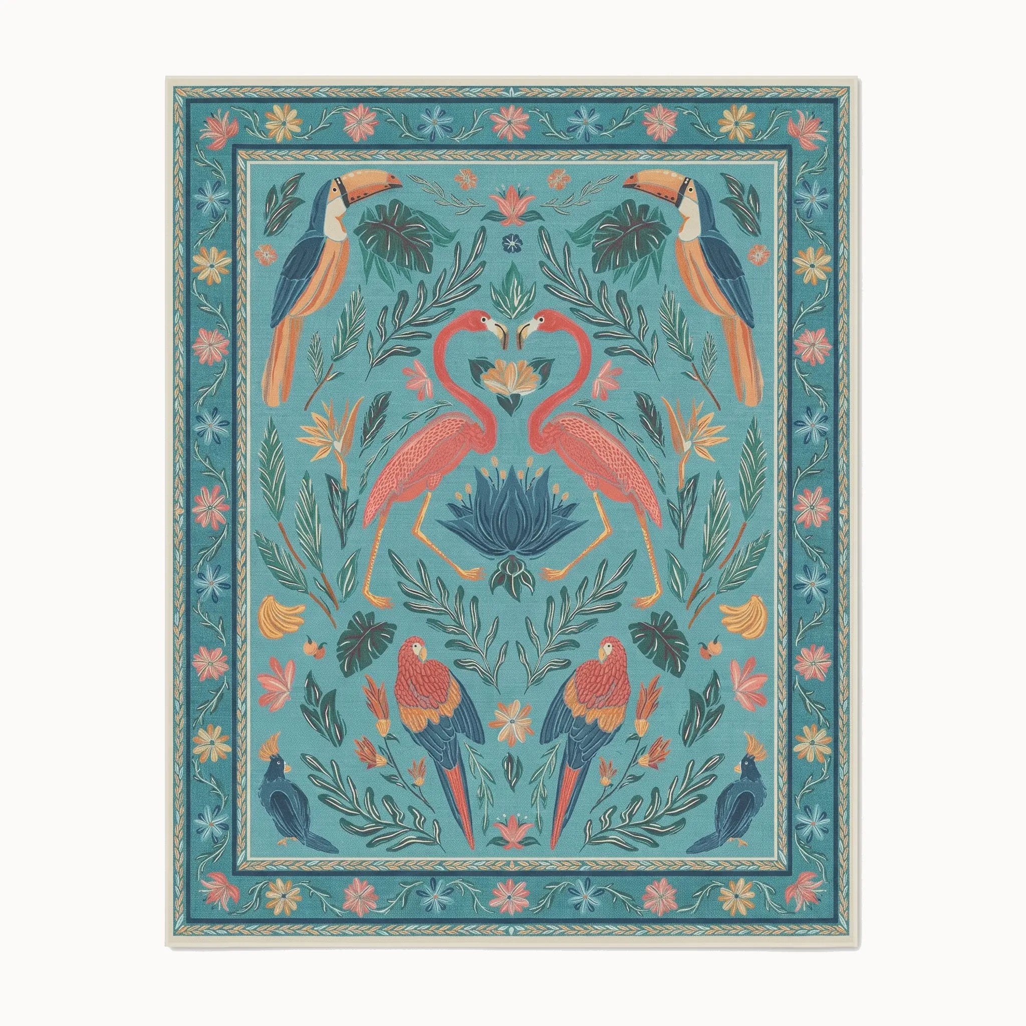 Birds Of A Feather Aqua Rug 8x10