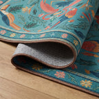 Birds Of A Feather Aqua Rug folded corner detail