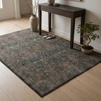 Blackthorn Forest Green Rug in an entryway