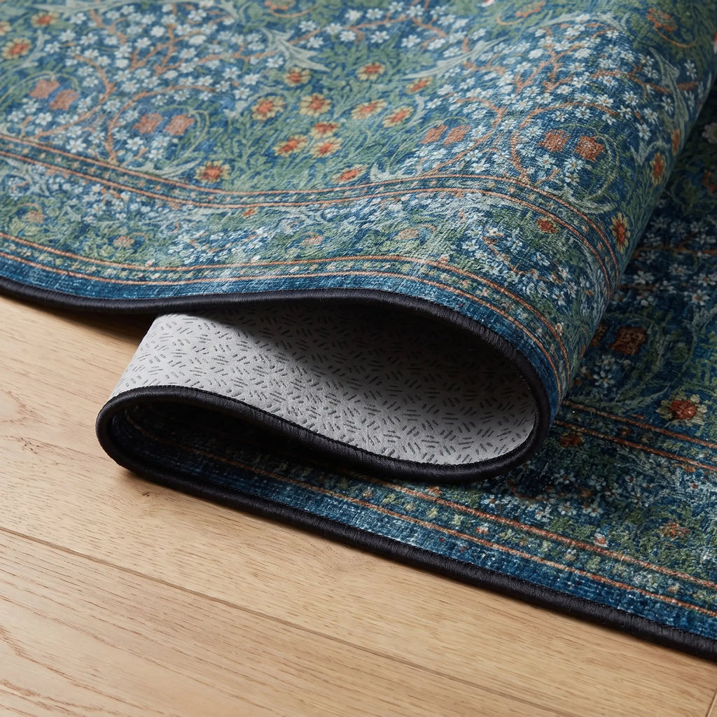 Blackthorn Navy Rug folded corner detail