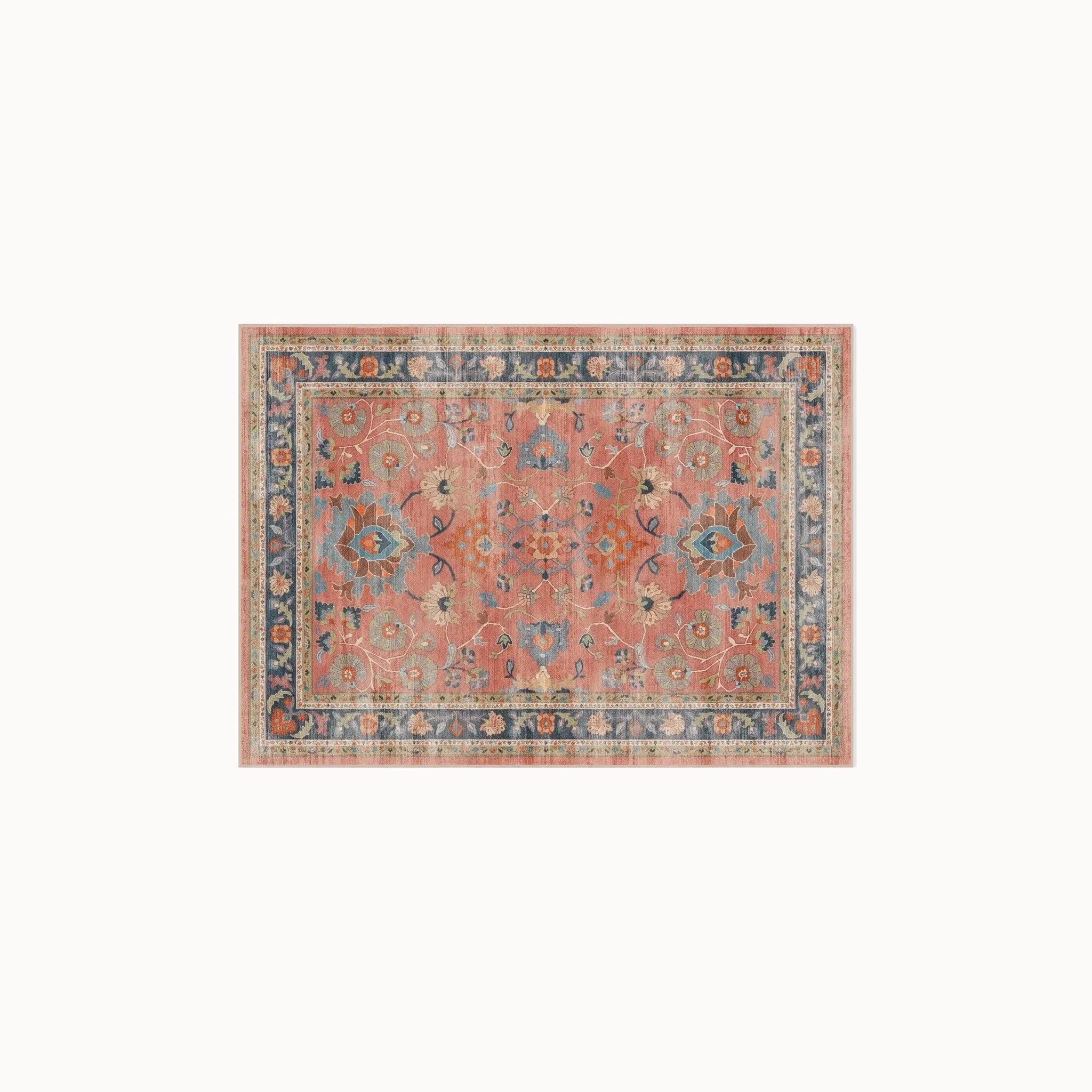 Calabria Coral Multicolor Rug in the 3 ft by 5 ft size
