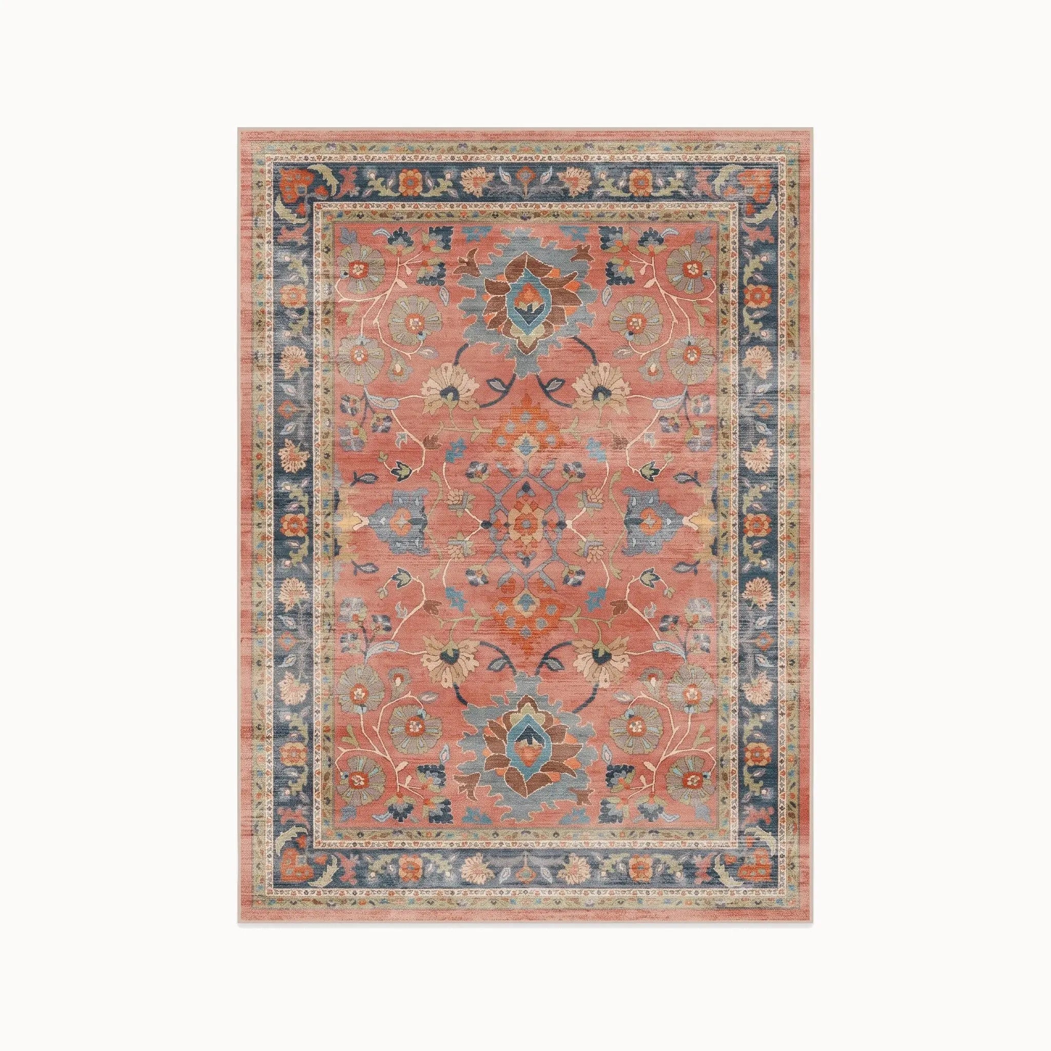Calabria Coral Multicolor Rug in the 5 ft by 7 ft size