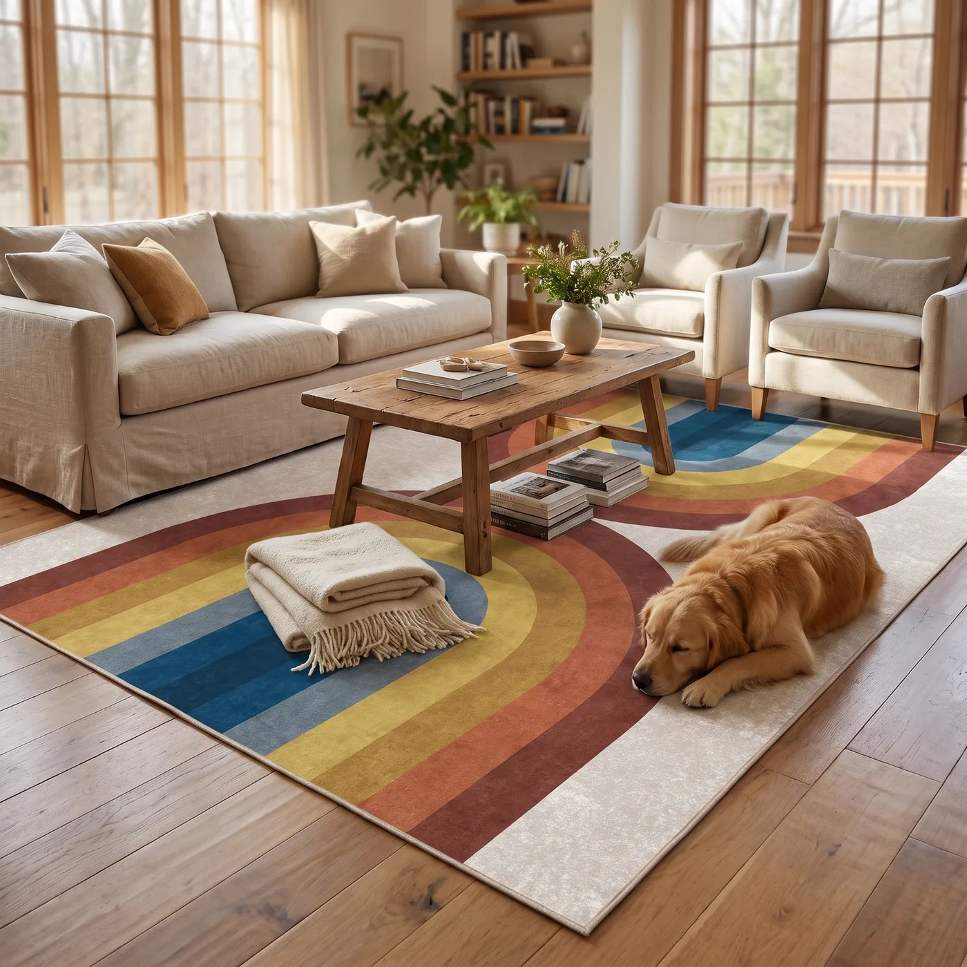Absida Rainbow Arch Rug shown in a home