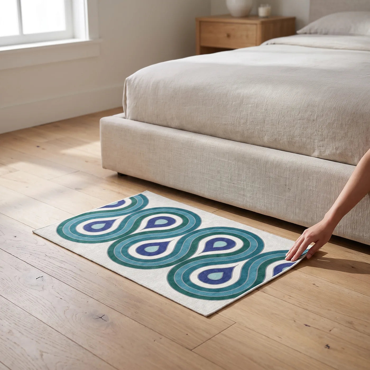 Milano Peacock Wave Rug shown in a home