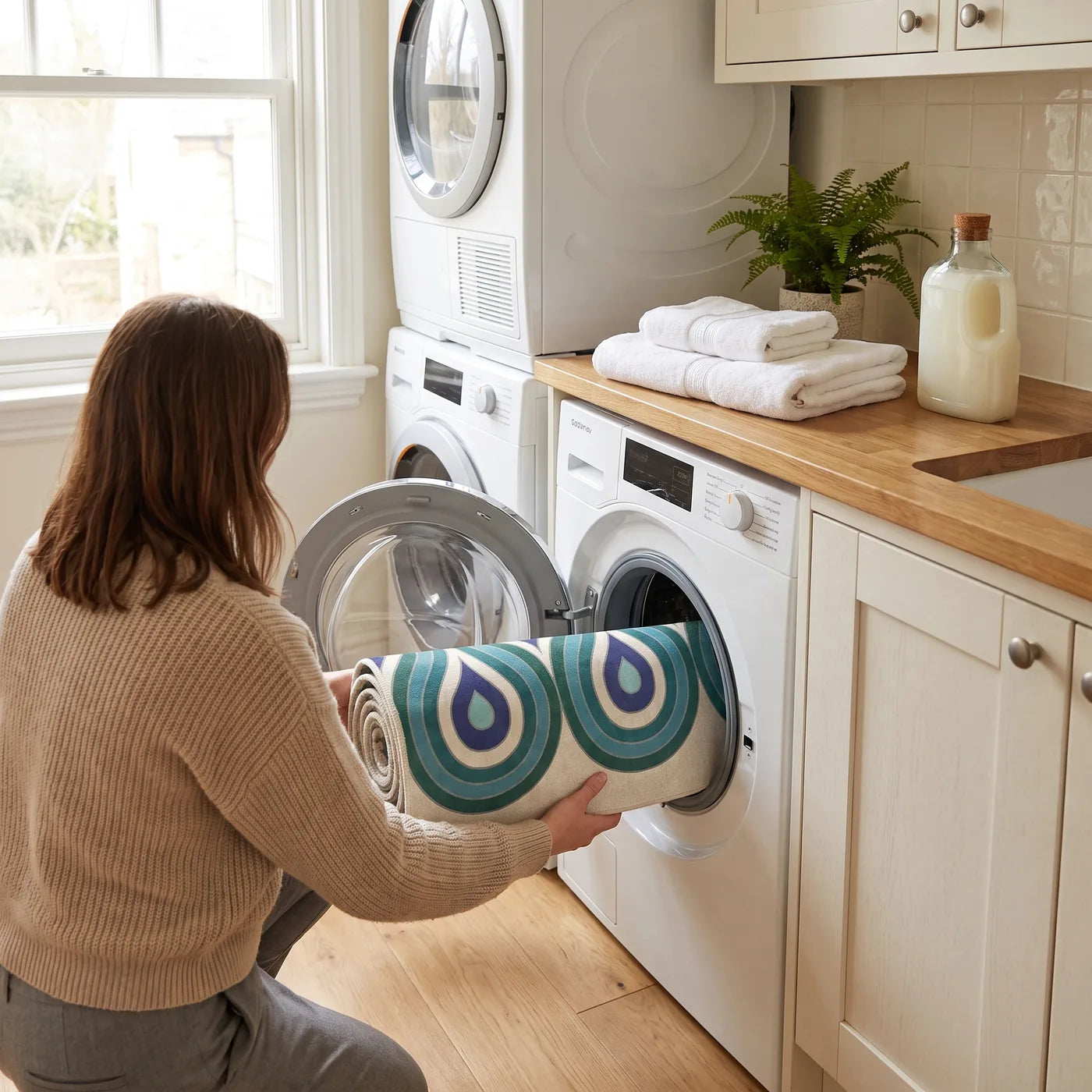 Milano Peacock Wave Rug shown in a home
