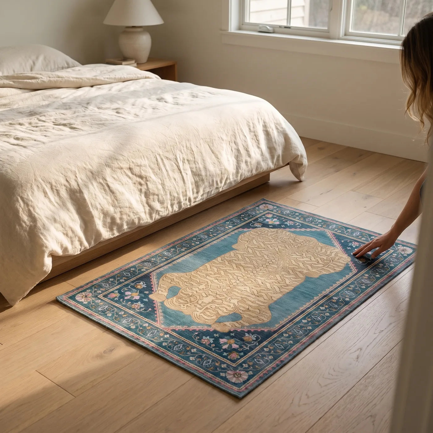 Tigris Blue Wildcat Rug shown in a home