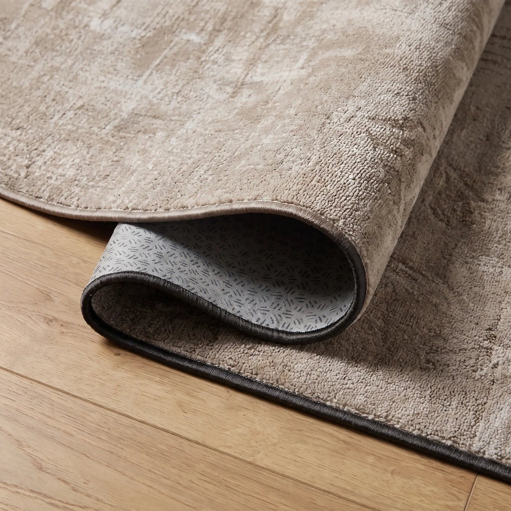 Impasto Taupe Rug folded corner detail