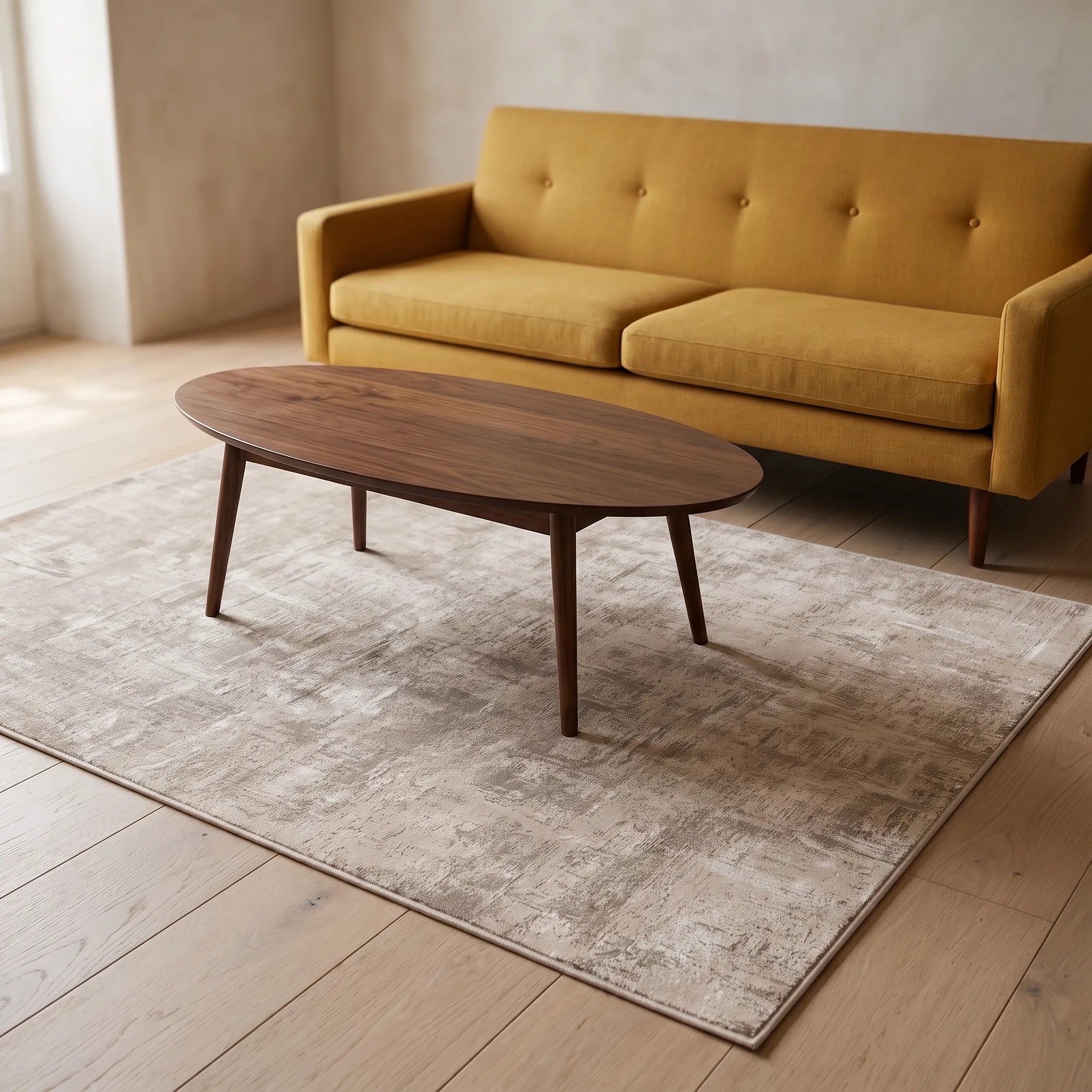 Impasto Taupe Rug in a living room