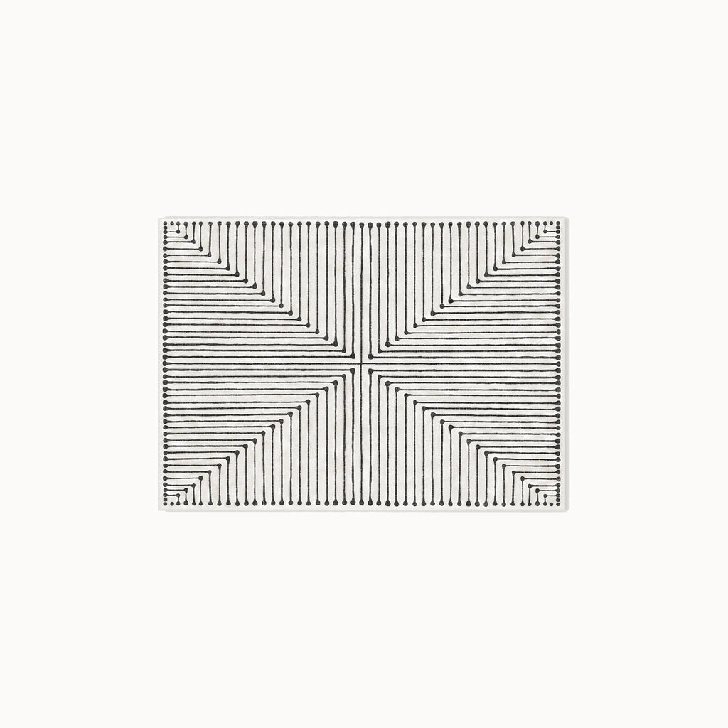 Inkdrop Black and Ivory Rug 3x5