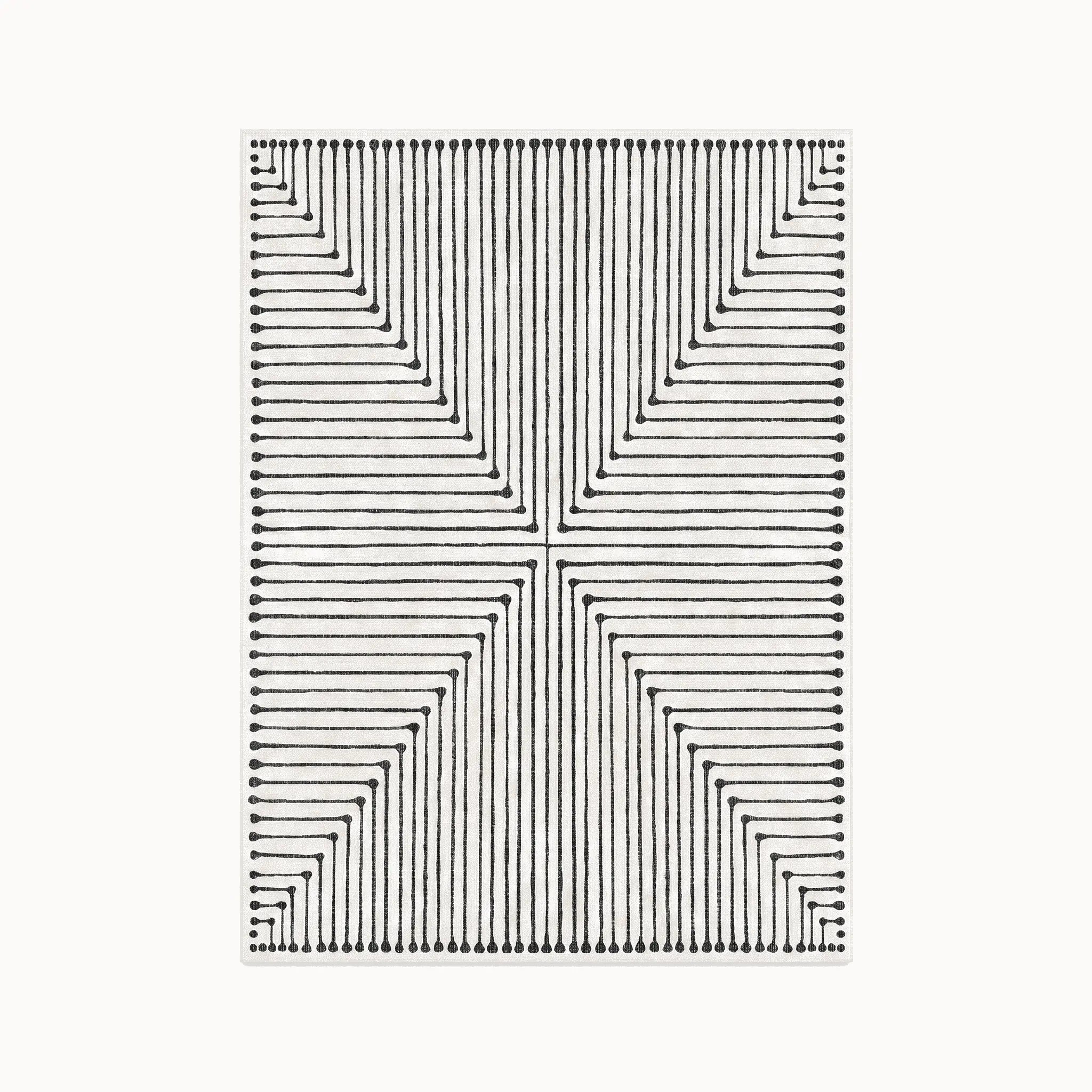 Inkdrop Black and Ivory Rug 5x7