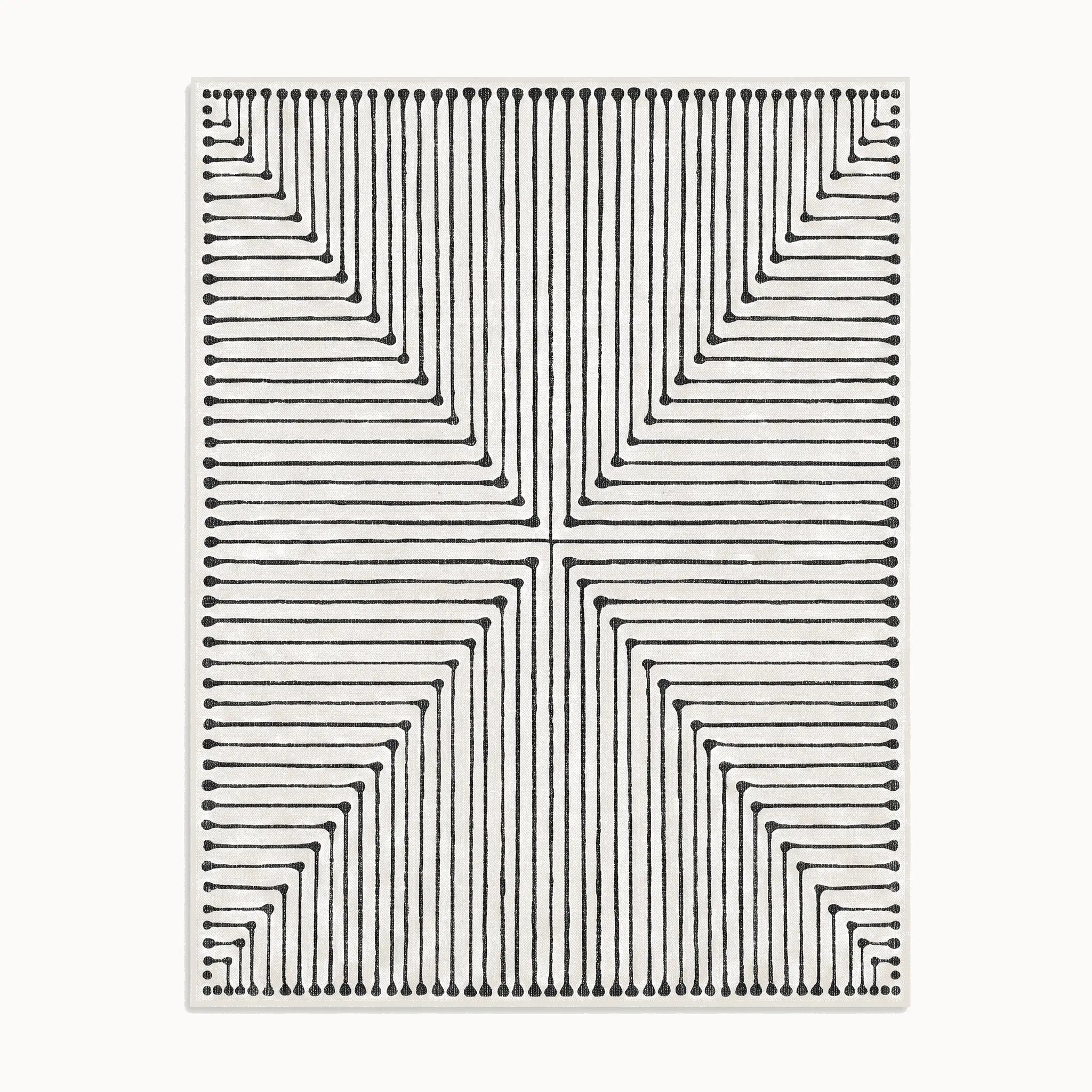 Inkdrop Black and Ivory Rug 8x10
