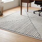 Inkdrop Black and Ivory Rug in a home office