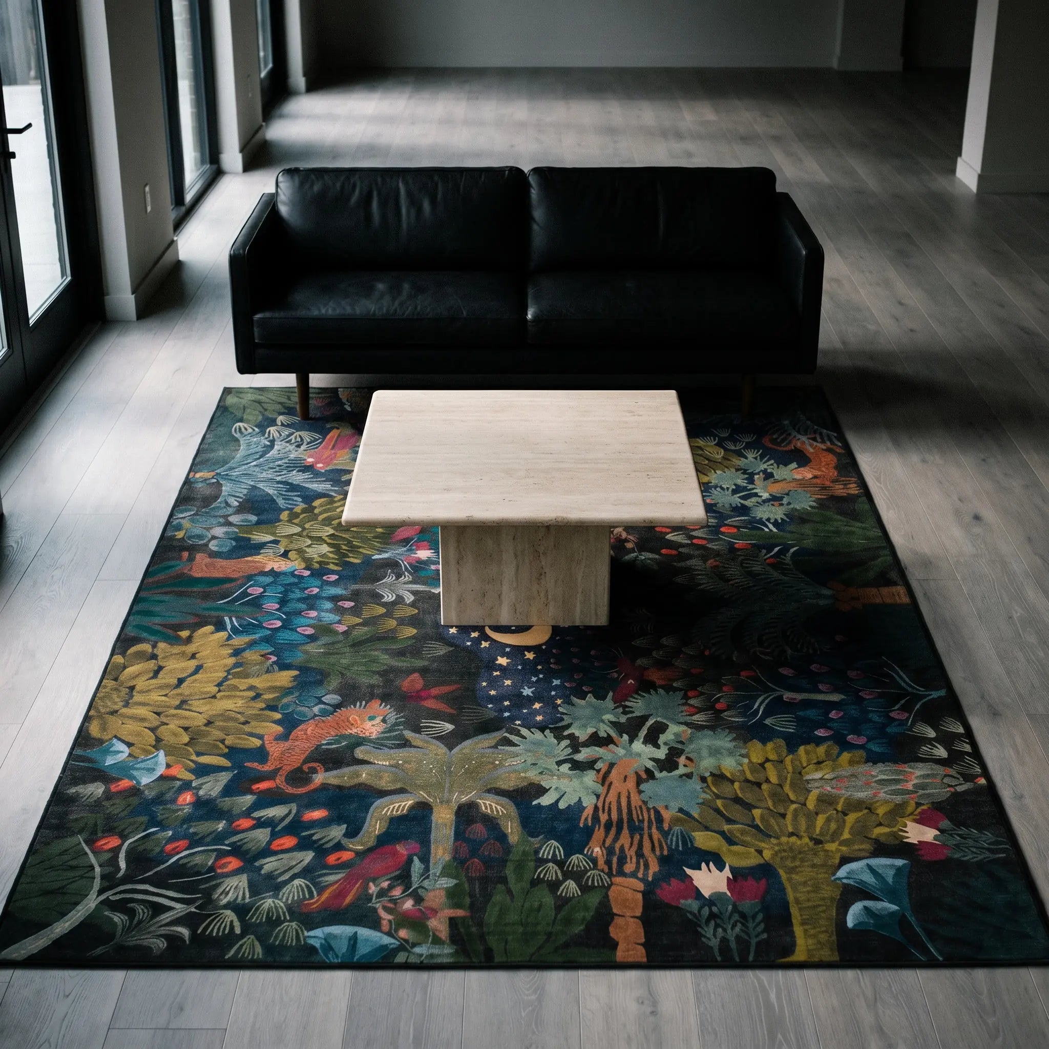 Josephine Midnight Rug in a living room