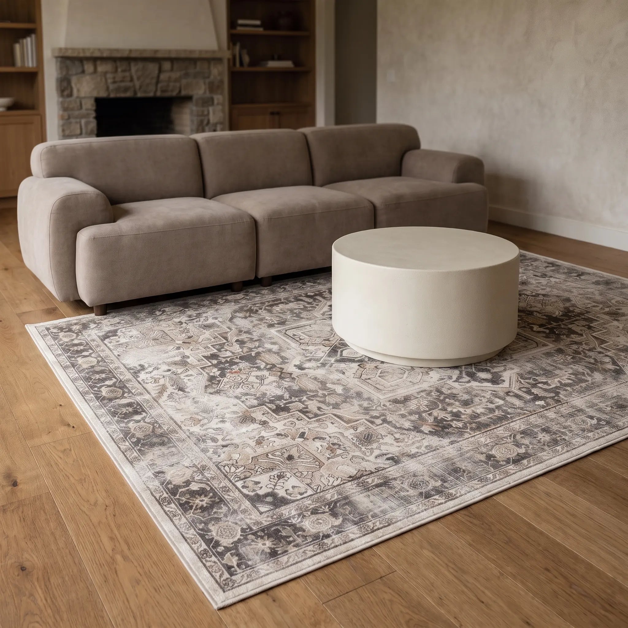 Kamran Hazel Rug in a living room