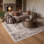 Kamran Hazel Medallion Rug in a living room
