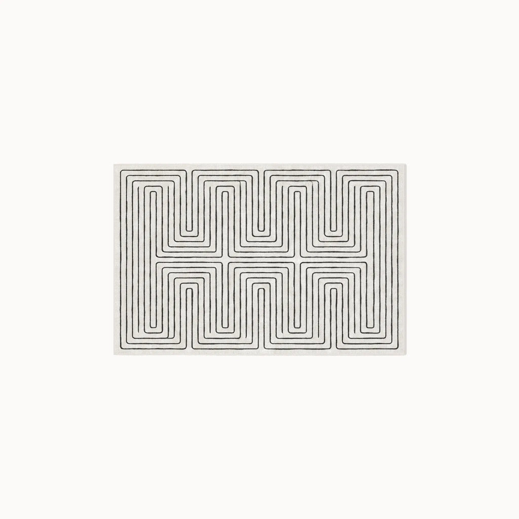 Labyrinth Black and Ivory Rug 3x5