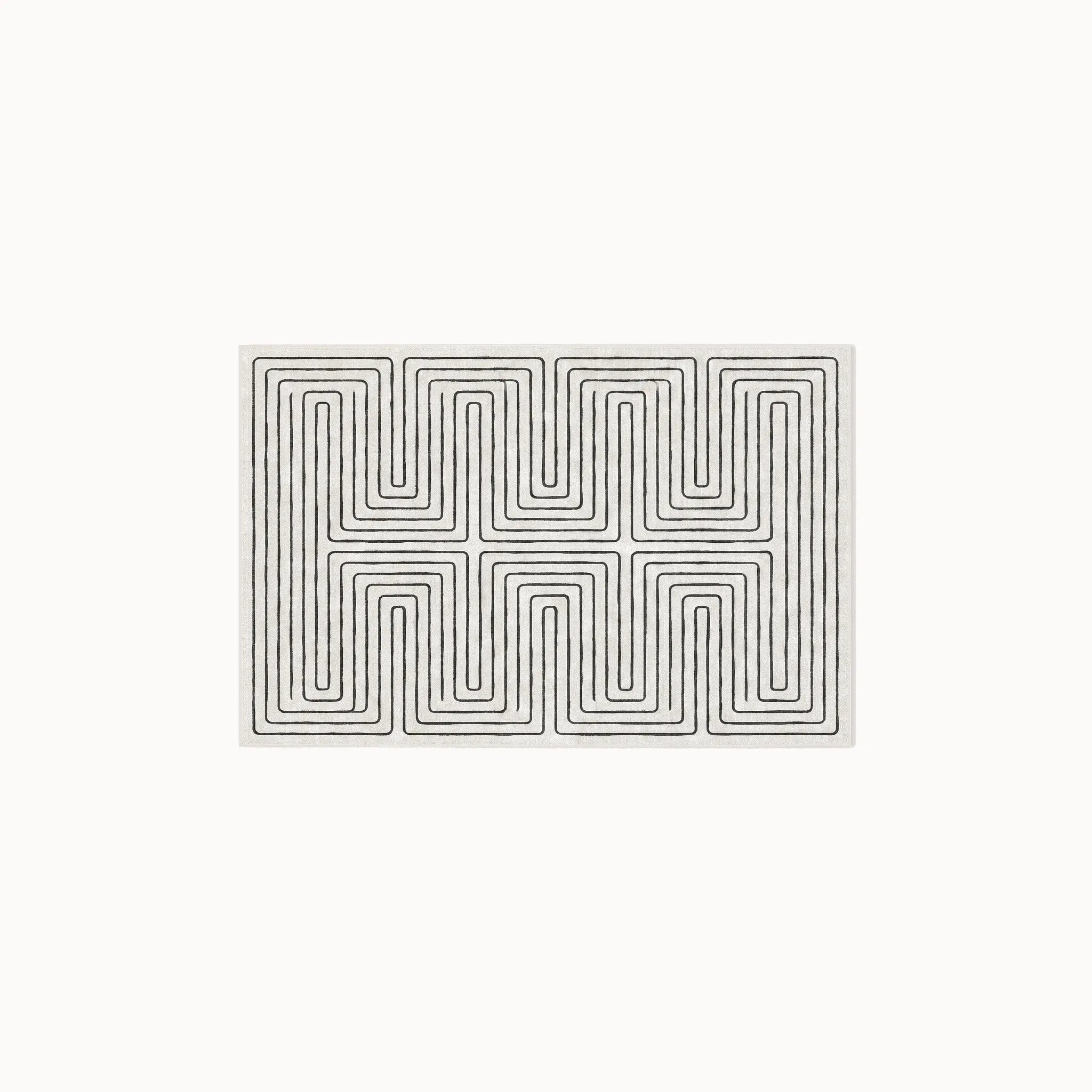 Labyrinth Black and Ivory Rug 3x5