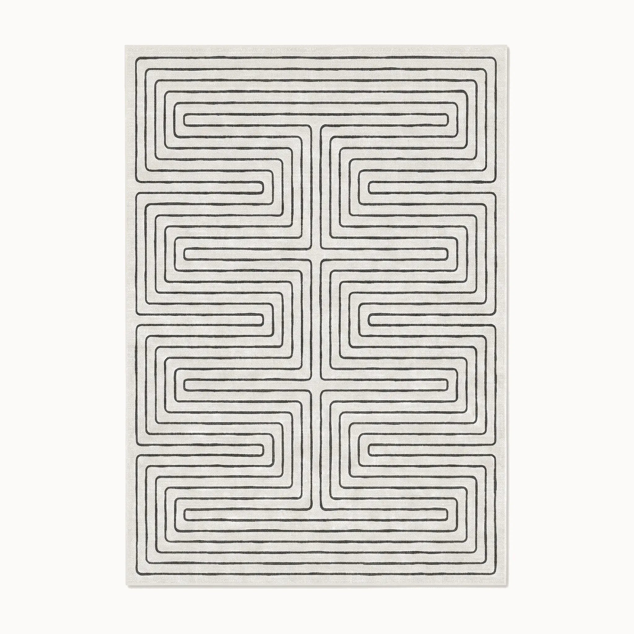 Labyrinth Black and Ivory Rug 8x10