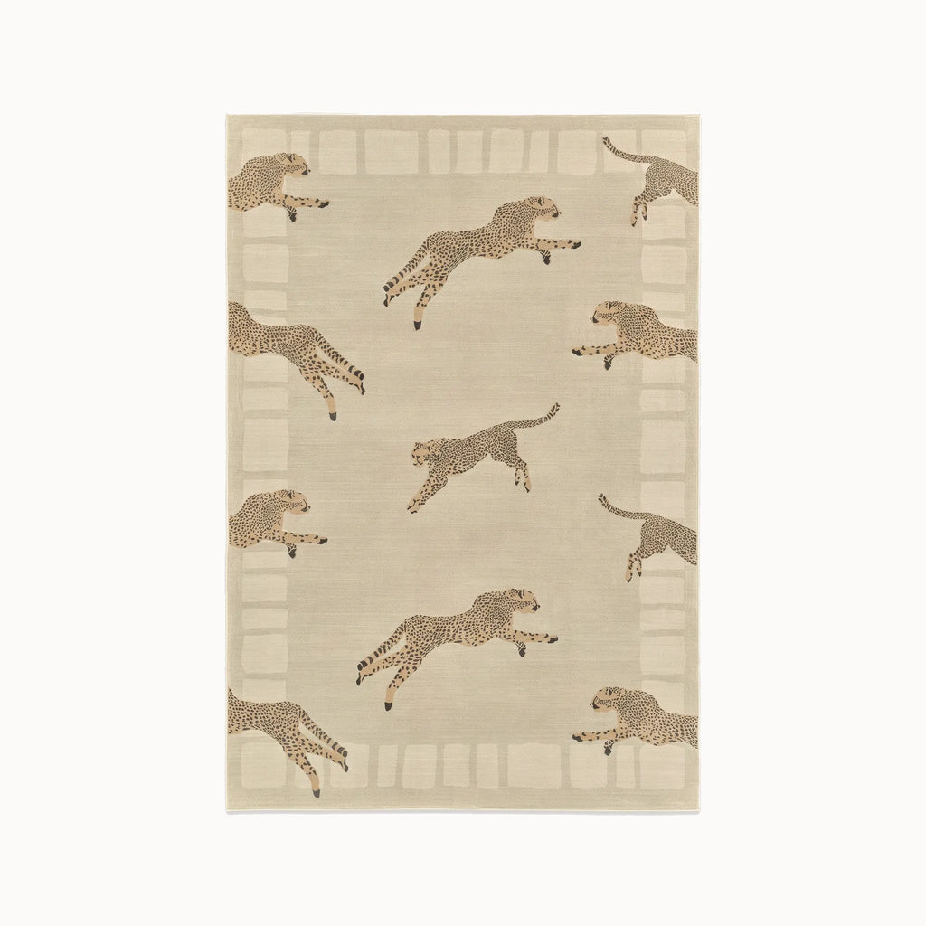 Leaping Cheetah Sand Rug 5x7