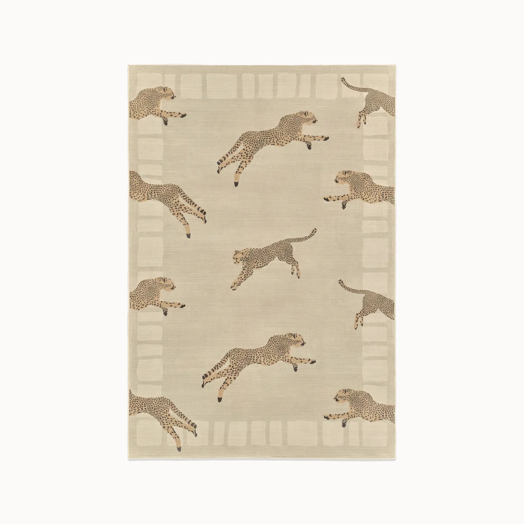 Leaping Cheetah Sand Rug 5x7