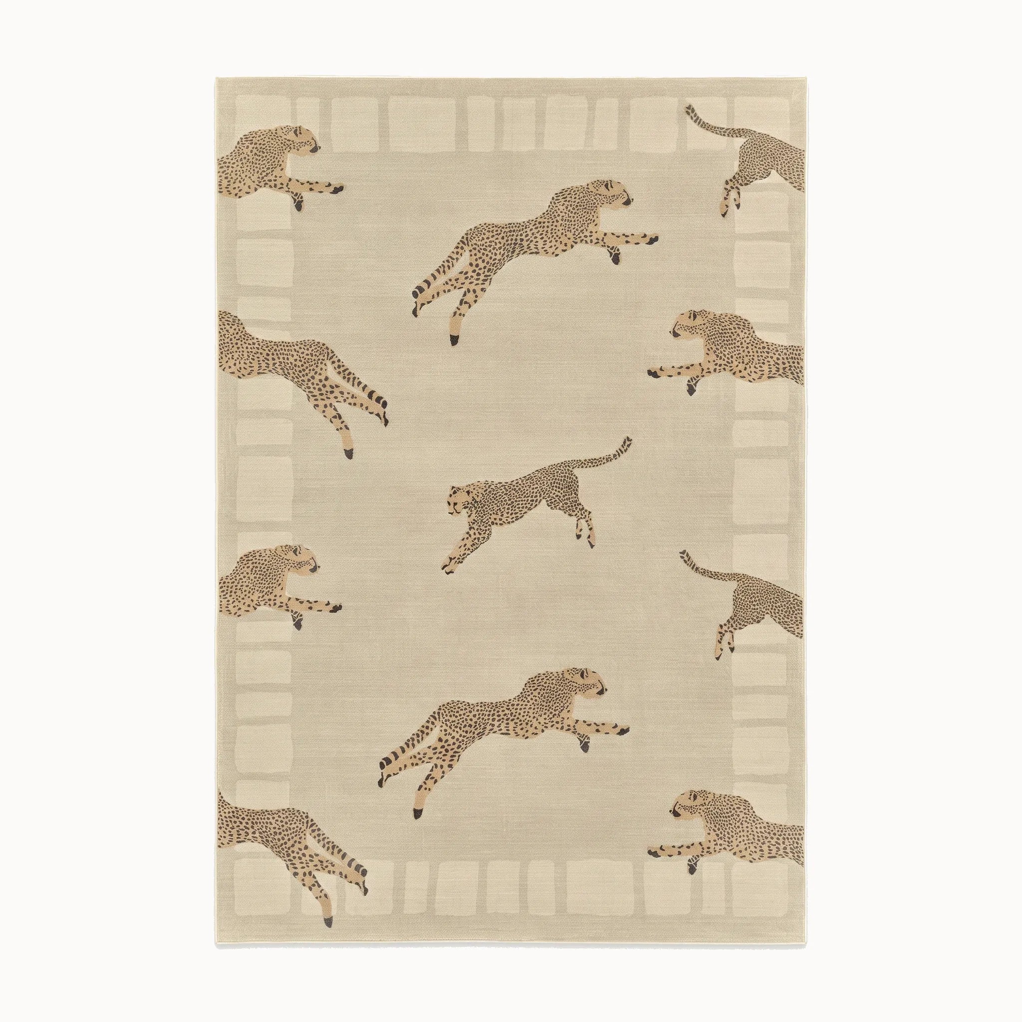 Leaping Cheetah Sand Rug 8x10