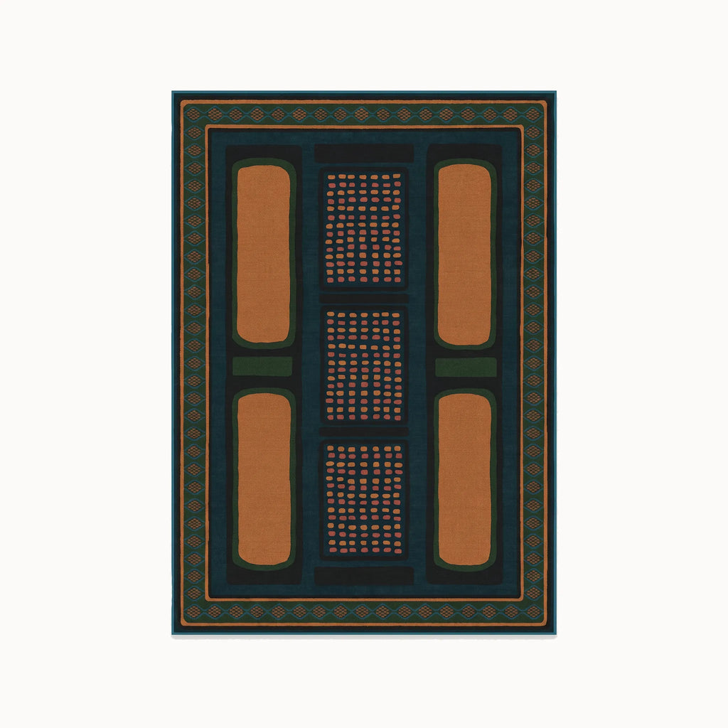 Nerissa Teal and Gold Rug 5x7