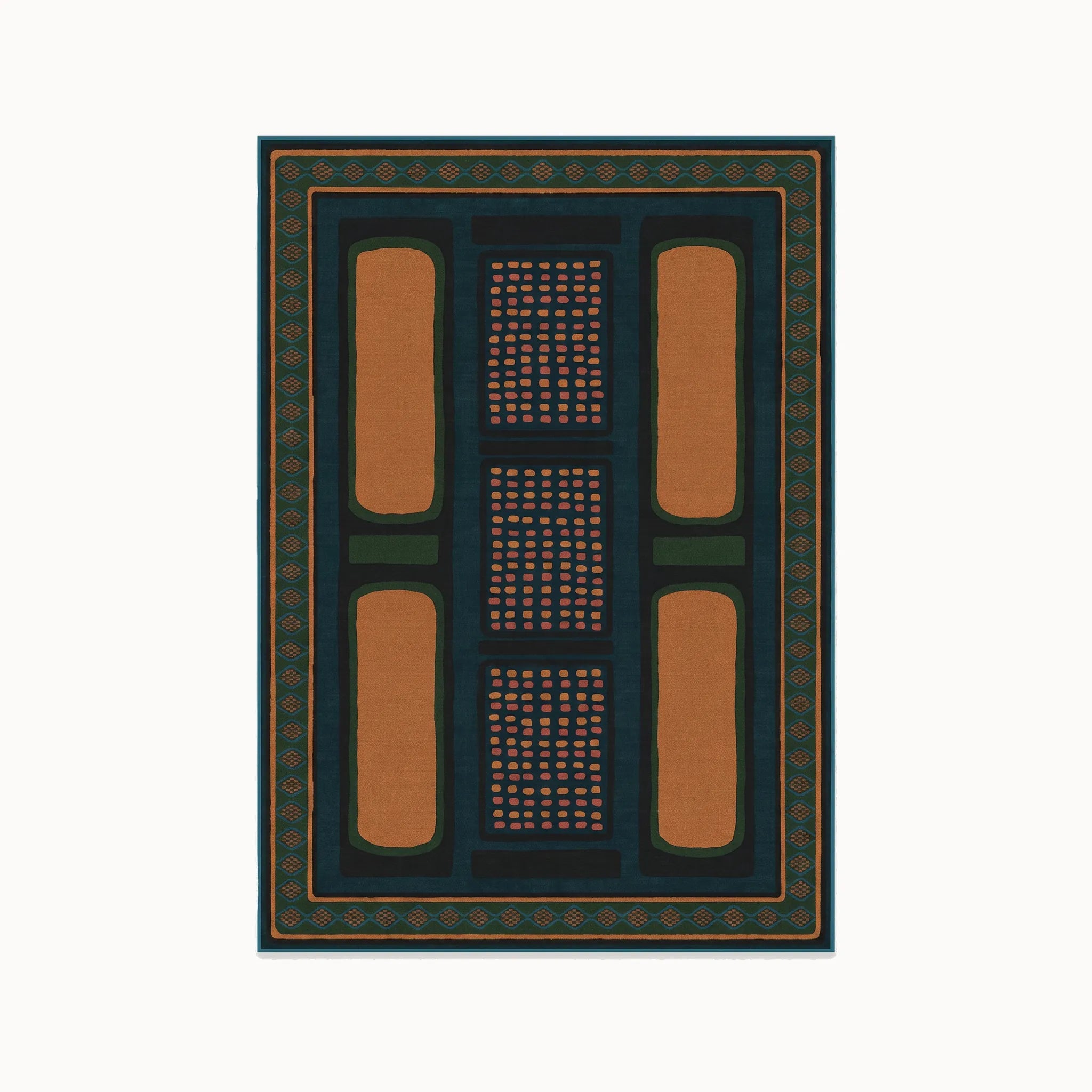 Nerissa Teal and Gold Rug 5x7