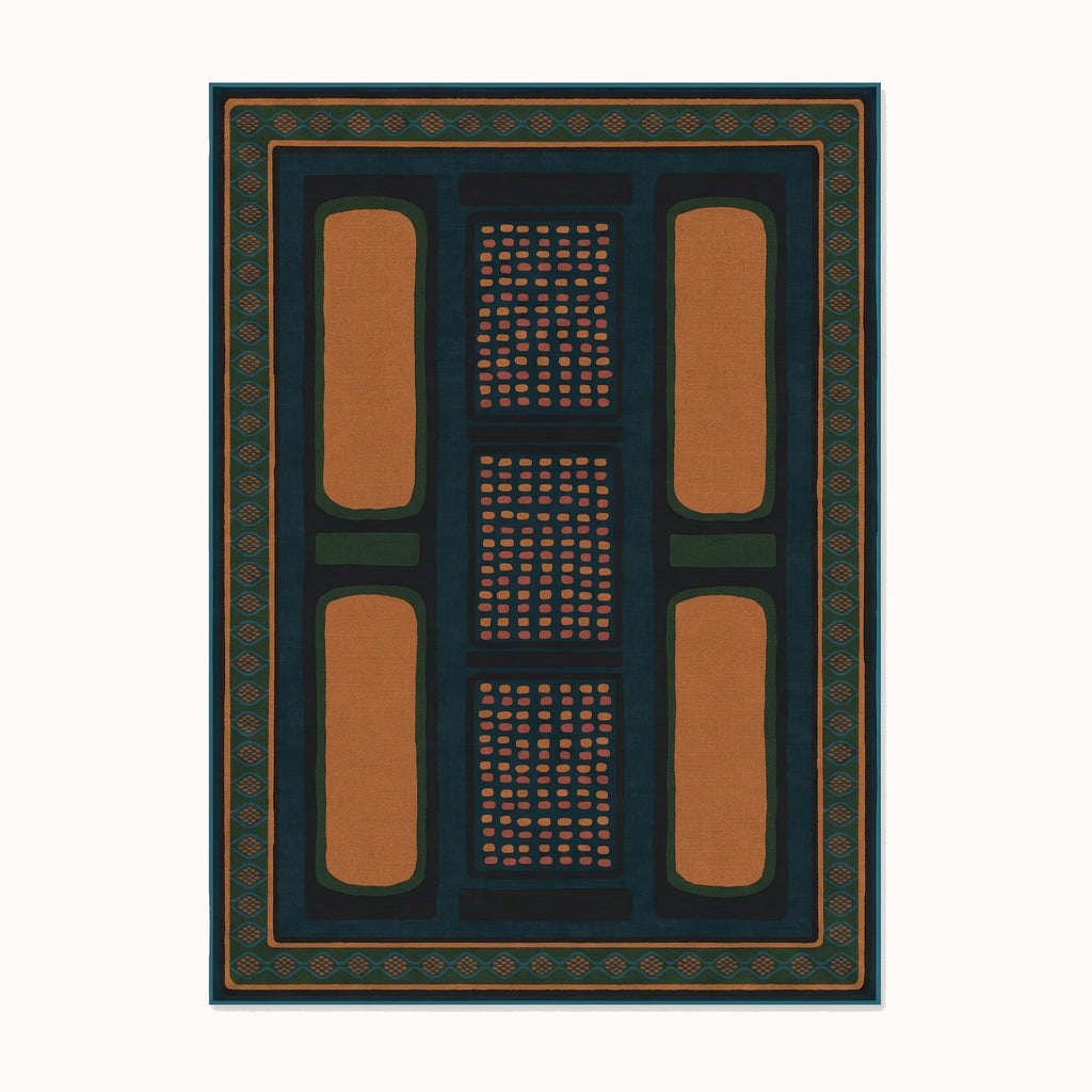 Nerissa Teal and Gold Rug 8x10