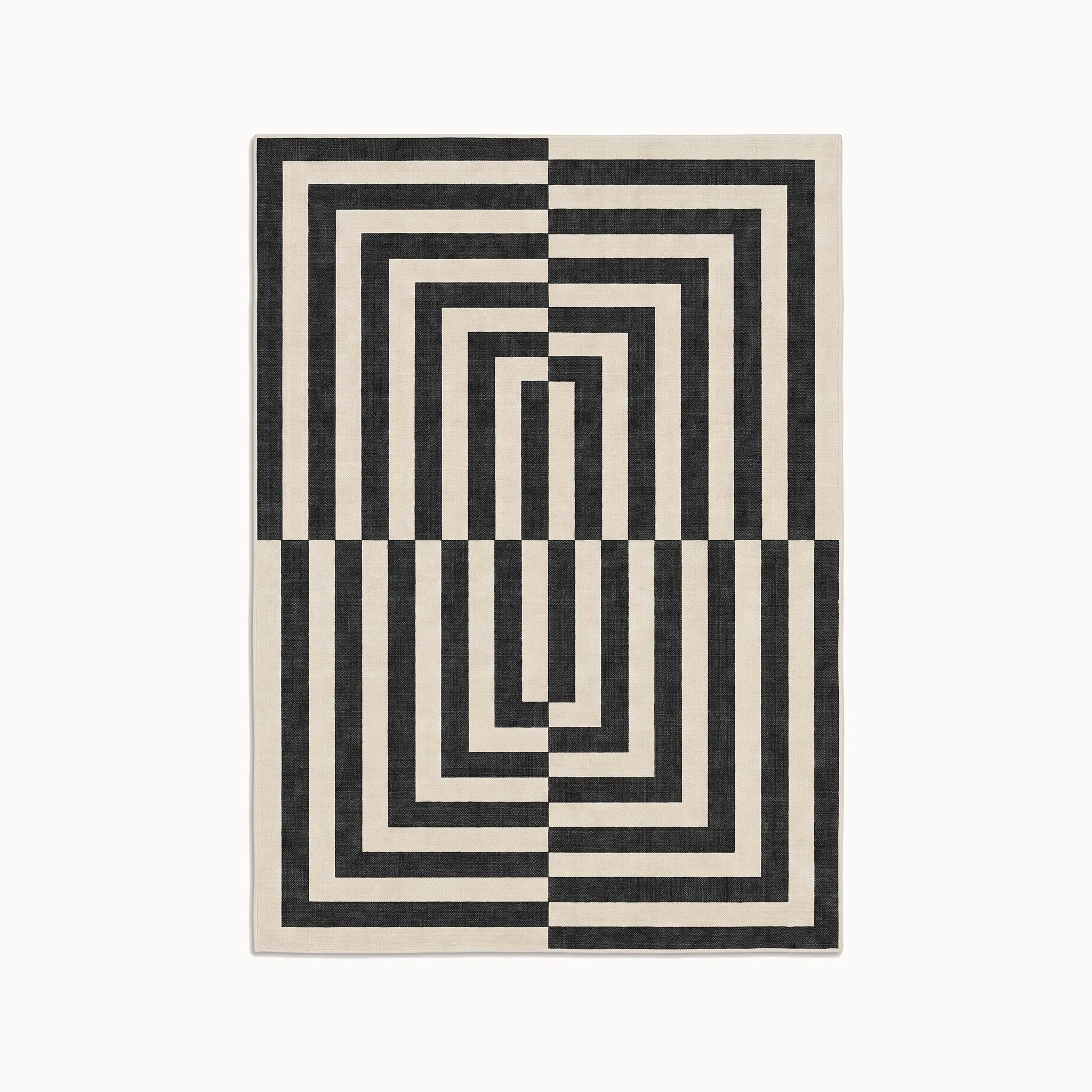 Op Art Charcoal Rug 5x7