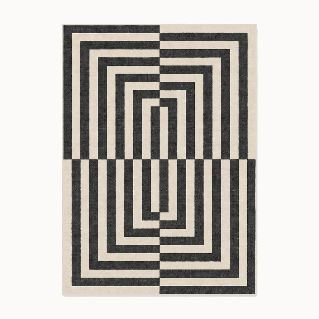 Op Art Charcoal Rug 8x10