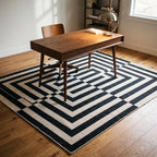 Op Art Charcoal Rug in a home office