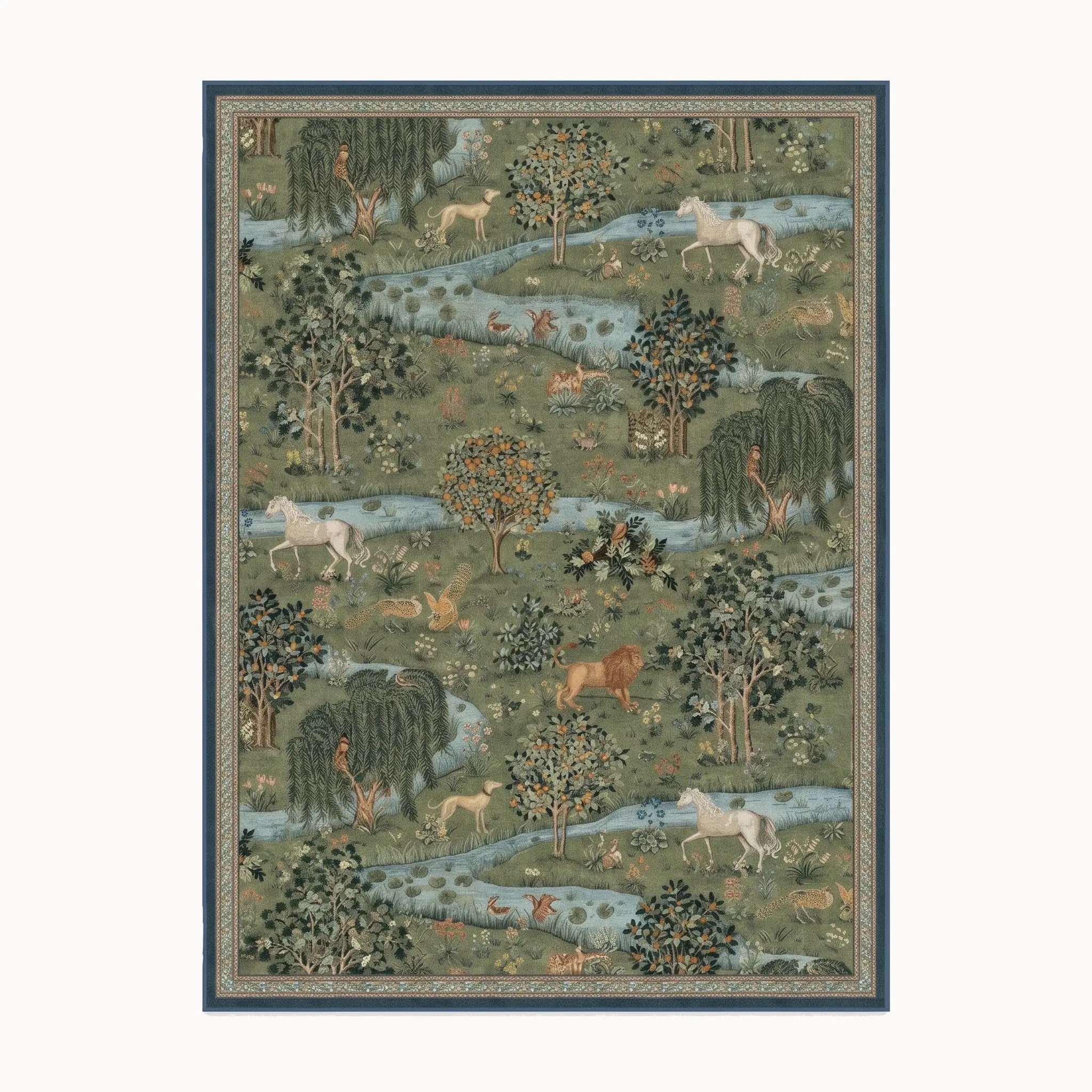 Owl and Willow Green Rug 8x10