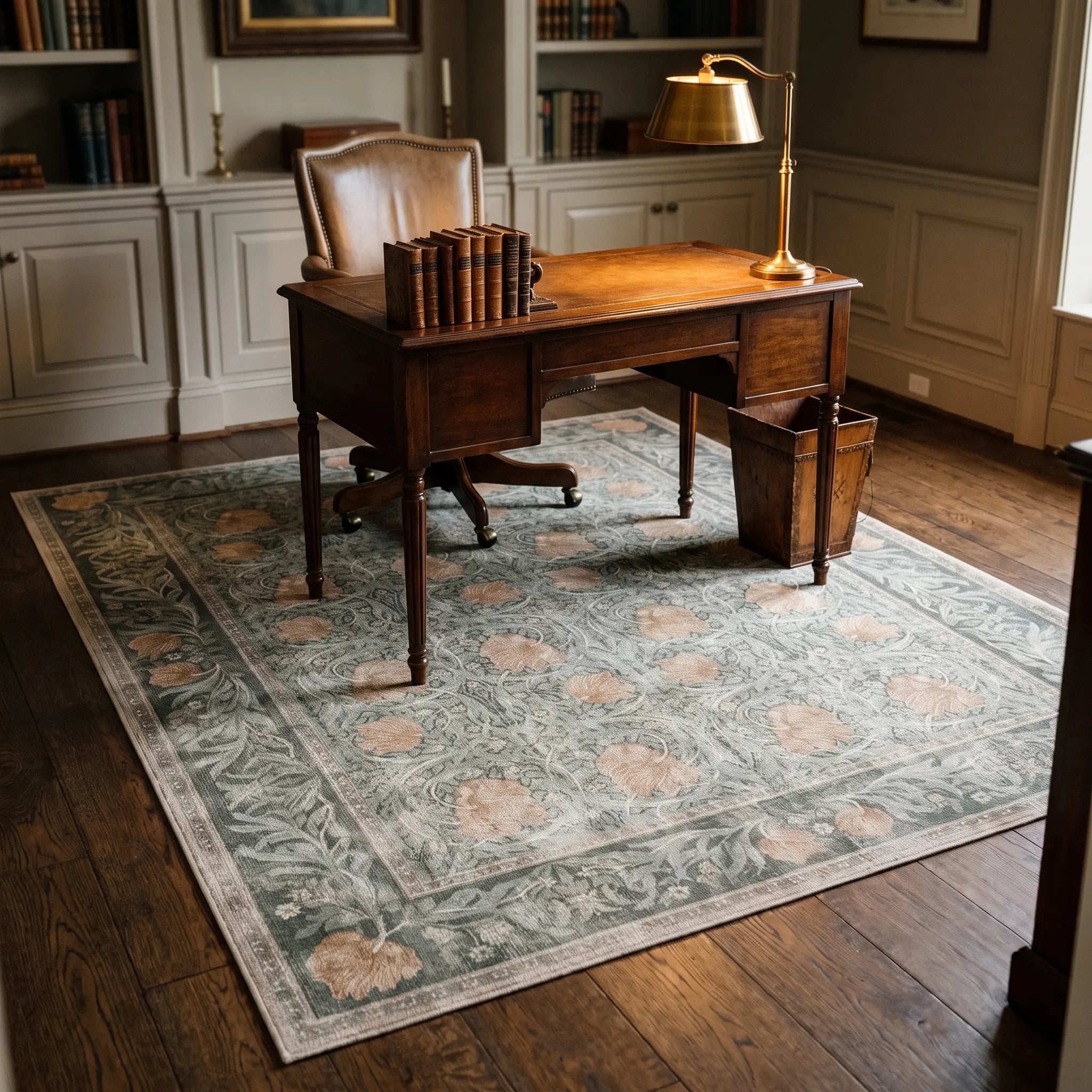 Pimpernel Jade Rug in a home office