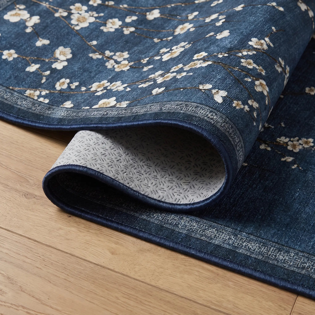 Sakura Indigo Rug folded corner detail