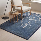 Sakura Indigo Rug in a reading nook