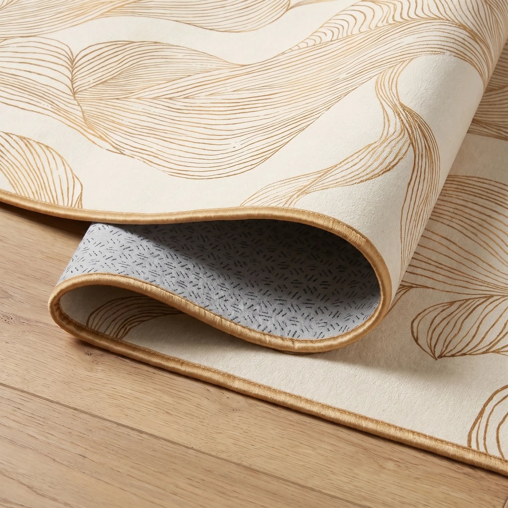 Sana Cream and Gold Rug detail