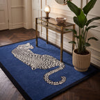Snow Leopard Sapphire Rug in an entryway