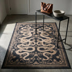 Sumaya Soft Black Rug in an entryway