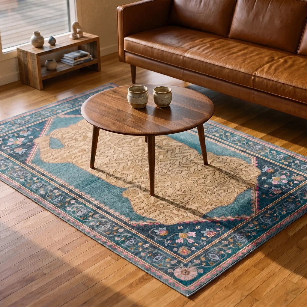 Tigris Blue Wildcat Rug in a living room