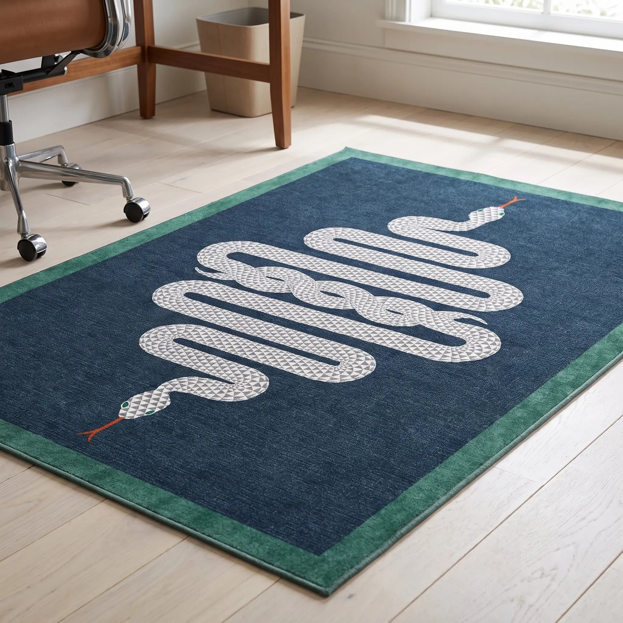 Venom Sapphire Rug in a home office