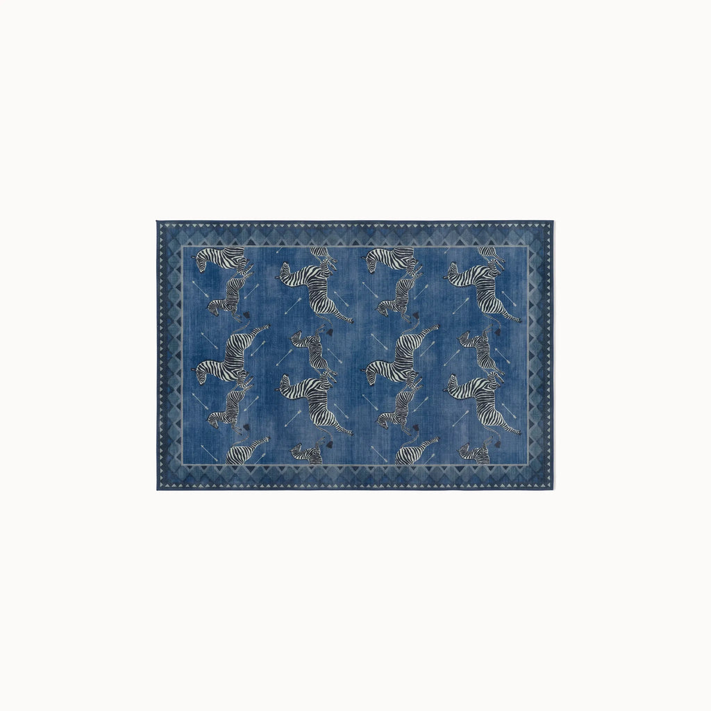 Zebras Blue Rug 3x5