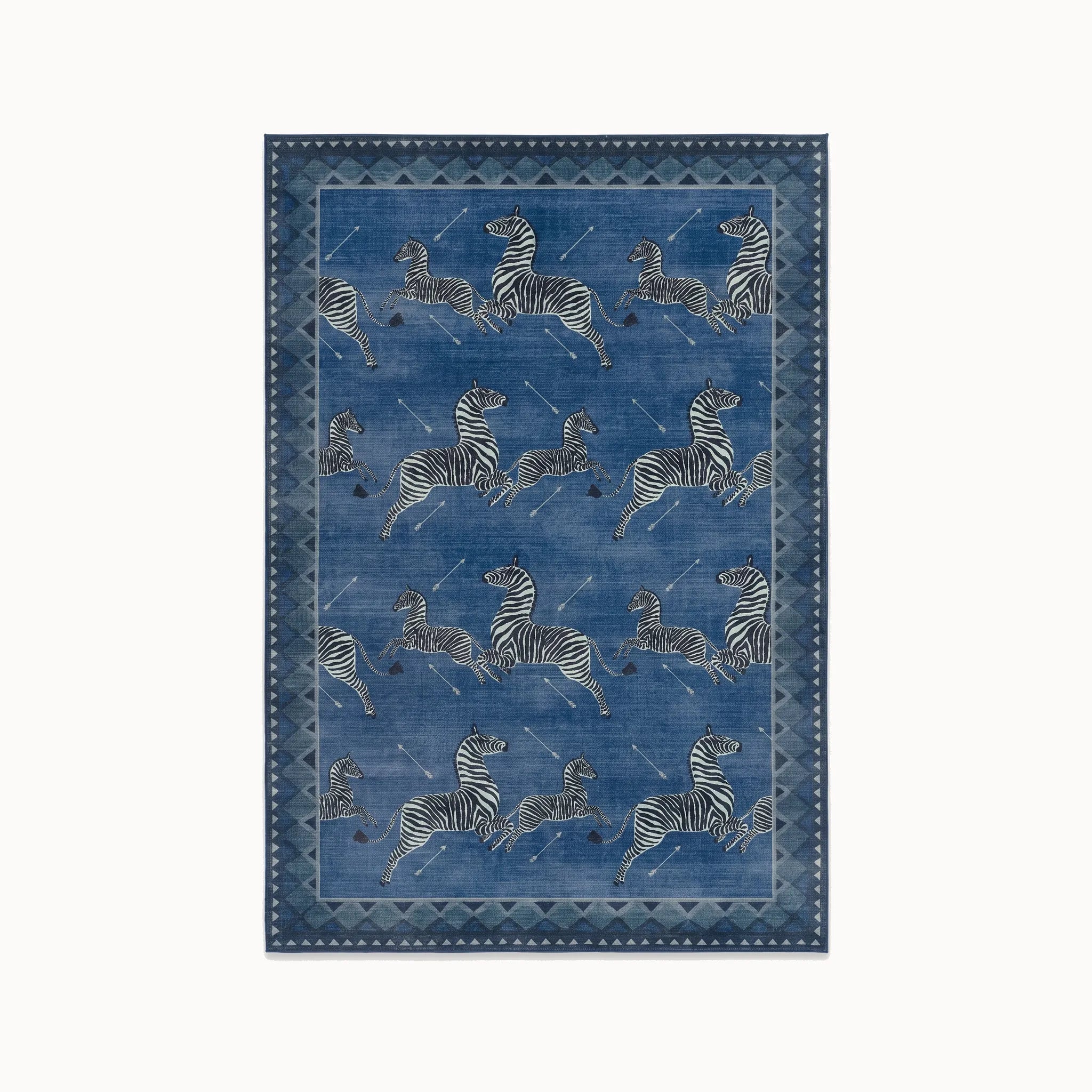 Zebras Blue Rug 5x7
