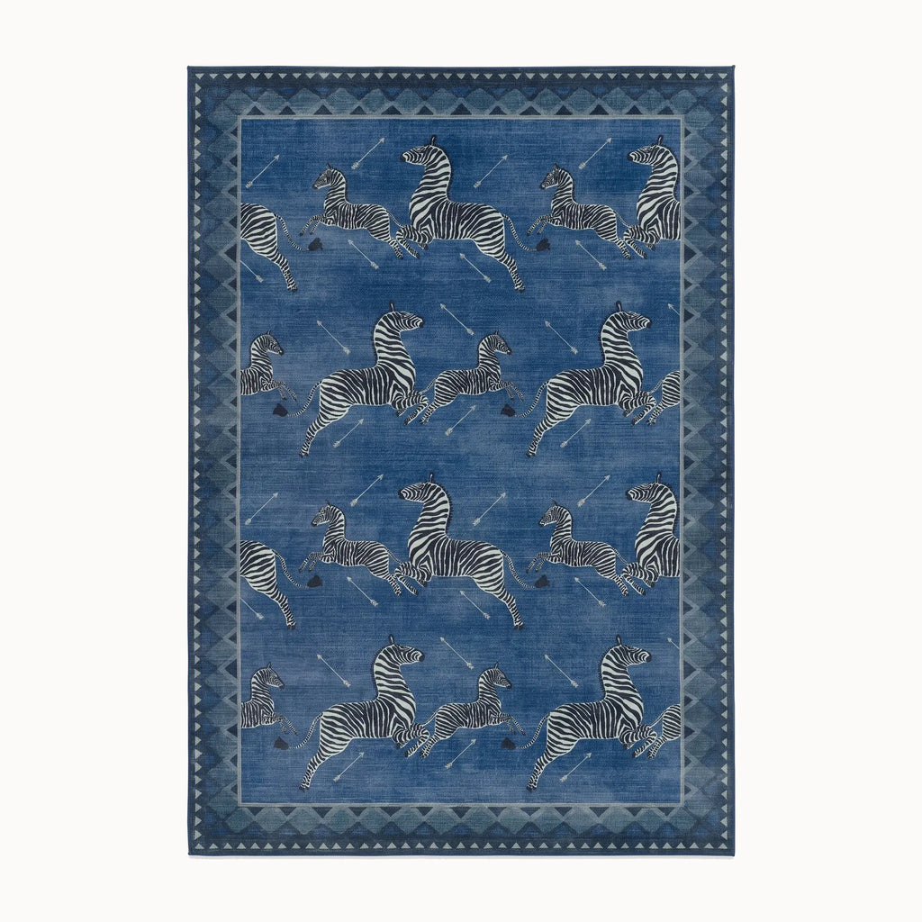 Zebras Blue Rug 8x10